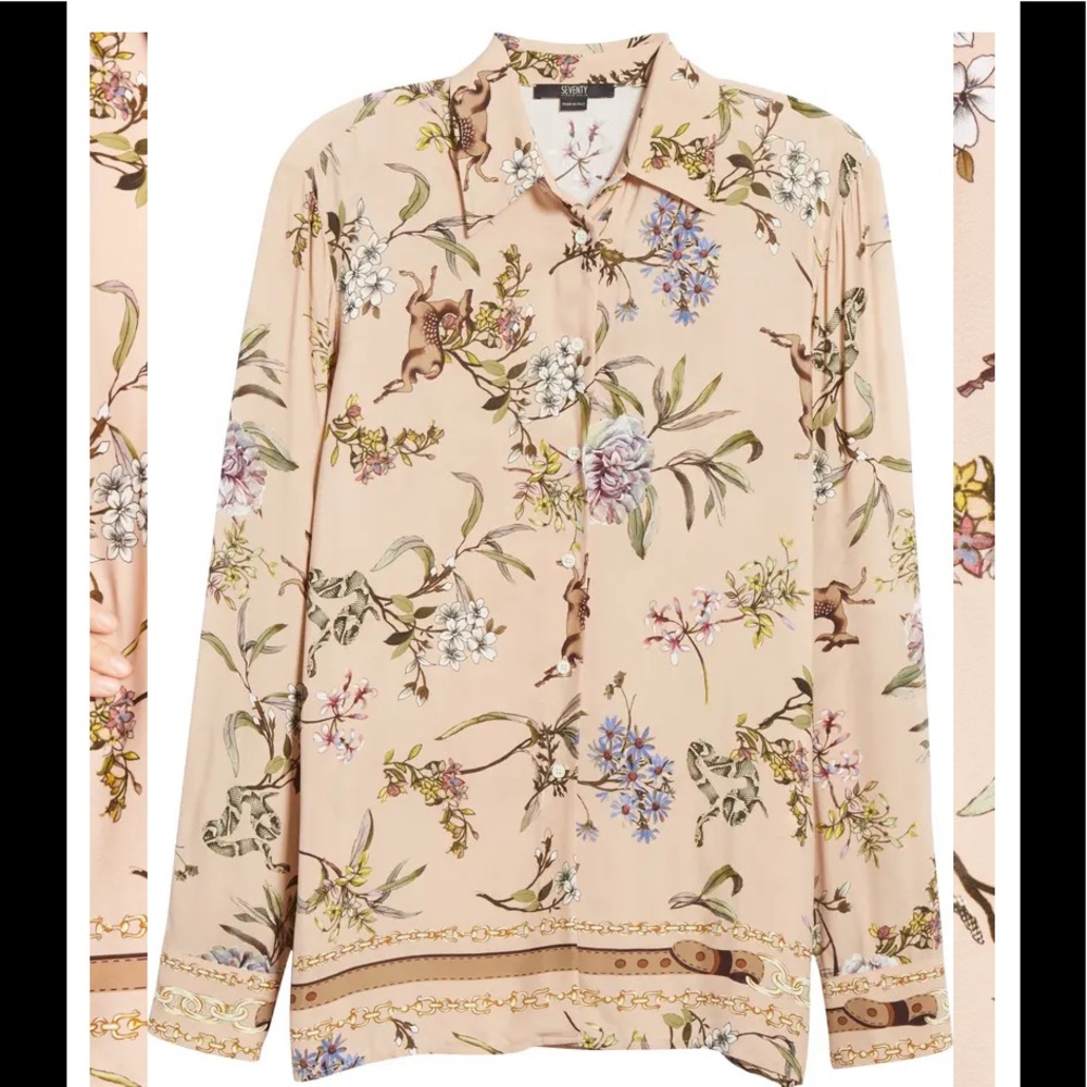 Seventy Floral Button Down Shirt - Cream and Multicolor